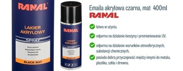 EMAILA MAT ЧЕРНАЯ ЛАКОВАЯ СПРЕЖНАЯ КРАСКА 400мл RANAL