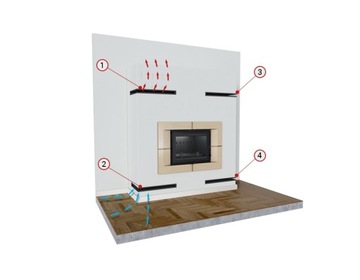 КАМИННАЯ РЕШЕТКА УГЛОВАЯ ЛЮФТ 60x40x9 3 ШТ. КОМПЛЕКТ ВЕРХ НИЗ