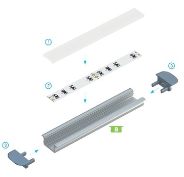 PROFIL ALUMINIOWY B SREBRNY 1M DO TAŚM LED