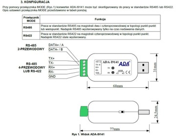 Преобразователь USB в RS485/RS422 ADA-I9141 CEL-MAR