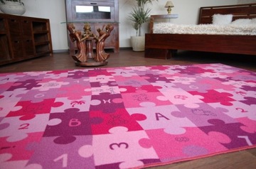 DYWAN DZIECIĘCY 55x165 PUZZLE fiolet DZIEWCZYNKI #EE1512