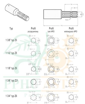 Redukcja wału osi adapter wałka reduktor WOM fi Ø 35 na klin 10 mm