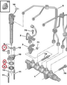 ПРОКЛАДКА ФОРСУНКИ PEUGEOT 407 5008 1.6 HDI