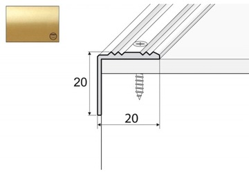 A30 Kątownik 20x20mm aluminiowy 90cm ZŁOTO