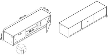 Тумба под ТВ 2DC 160см GRAPHITE-WOTAN комод антрацит ROB