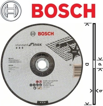 ИЗОГНУТЫЙ РЕЖУЩИЙ ДИСК INOX 230x1,9 BOSCH