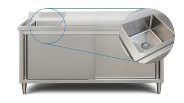 ГАСТРОНОМИЧЕСКИЙ РАБОЧИЙ СТОЛ, БАССЕЙН, РАКОВИНА INOX, 180 СМ