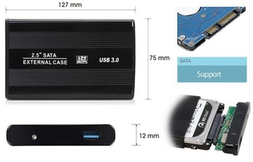 Корпус для накопителя USB 3.0 SATA ALU 2,5 дюйма + чехол + кабель