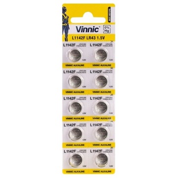 10x AG12 BATERIA VINNIC L1142 LR43 G12 186 L1142F