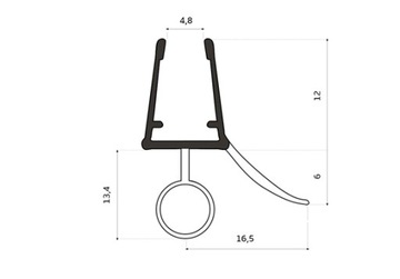 Уплотнитель для душевой кабины 6-8мм UK08, 150см