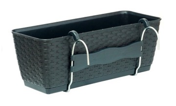 Doniczka balkonowa System + Uchwyt 39x15 cm RATTAN