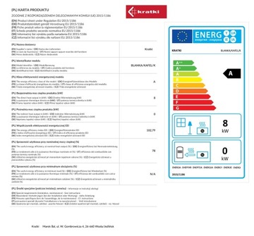 EKO piec wkład KOZA BLANKA 8 kafel KAFLOWY kremowy