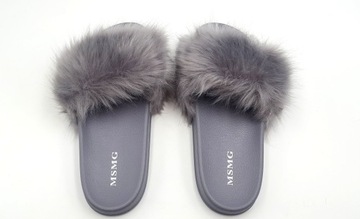 ТАПОЧКИ ТЁПЛЫЕ С МЕХОМ, СЕРЫЕ, ЦВЕТ S.37