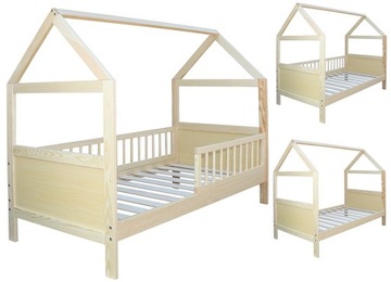 SOLIDNE ŁÓŻKO DOMEK DLA DZIECKA 160X70 SOSNA + BARIERKI 2W1 TAPCZANIK