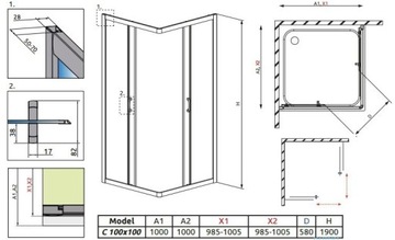 RADAWAY PREMIUM PLUS C 100x100 ПРОЗРАЧНАЯ кабина