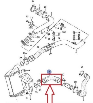 ШЛАНГ ТРУБКА ТУРБОИНТЕРКУЛЕРА VW PASSAT B5 1.9TDI 1.8