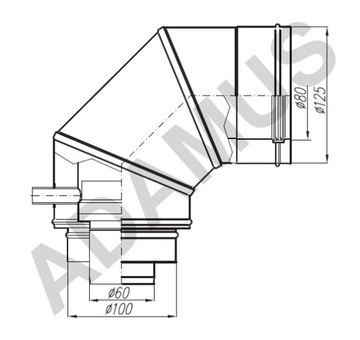 Переходник Vaillant 60/100-80/125, колено 90, конденсация