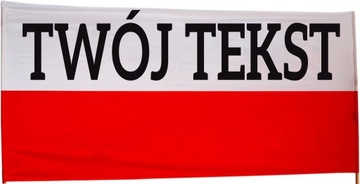 Flaga KIBICA Polski z TWOIM napisem 150x90 NADRUK