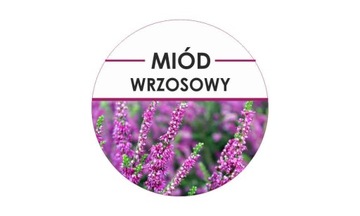 ETYKIETY okrągłe fi 4 cm miód WRZOSOWY 24 szt