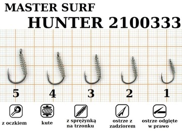 10 x HACZYK Z OCZKIEM I SPRĘŻYNKĄ HUNTER CARP Nr.5