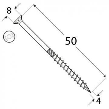 WKRĘT CIESIELSKI 4,0x50 MM ŁEB STOŻKOWY 200SZT