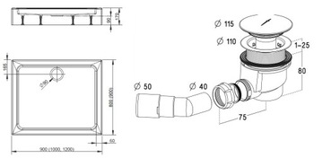 RADAWAY LAROS ДУШЕВОЙ ПОДДОН D 100x90 С КОРПУСОМ + СИФОН