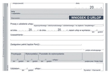 515-5 WNIOSEK O URLOP druki kadrowe bloczek 40