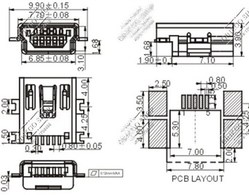 РАЗЪЕМ MINI USB modecom freeway hd mx3