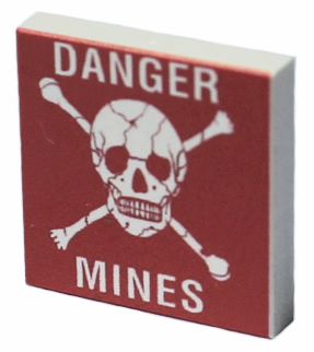 Lego klocek z nadruk. danger mines custom NOWY A6