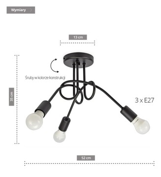 ŻYRANDOL LAMPA NOWOCZESNA 261-3 3PŁ LOFT BLACK
