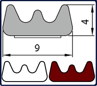 Уплотнитель Е 9х4, самоклеющийся коричневый (СД-40) 1м.