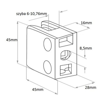 Держатель для стекла Крепление 45/45/PŁ RAW LOCK