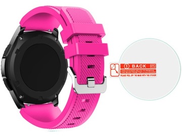 RÓŻOWY Silikonowy Pasek SAMSUNG GEAR S3 + SZKŁO 9H