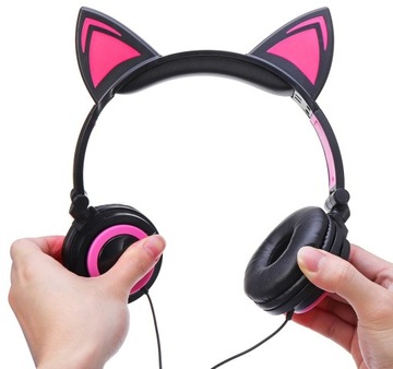 СКЛАДНЫЕ НАУШНИКИ CAT EAR, СВЕТОДИОДНАЯ ПОДСВЕТКА