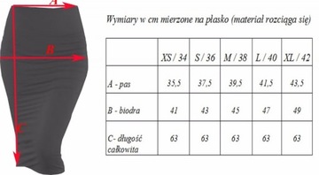 XL TUBA CHABROWA spódnica dopasowana midi ołówkowa dzianinowa obcisła 42