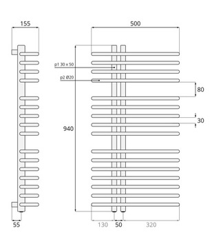 Радиатор 94x50 Dewon ГРАФИТ / RAL 9005 ЧЕРНЫЙ МАТОВЫЙ