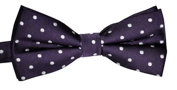 Elegancka mucha VERNON fioletowa w groszki muszka
