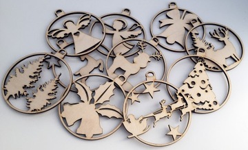 ДЕРЕВЯННАЯ, ажурная УКРАШЕНИЕ ЕЛКИ - безделушка Деда Мороза