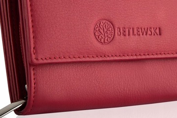 КОЖАНЫЙ КОШЕЛЕК ЖЕНСКИЙ Betlewski красный премиум RFID в подарочной упаковке