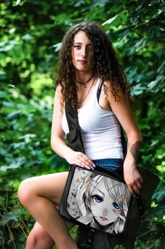 БОЛЬШАЯ СУМКА С КЛАПАНОМ А4 АНИМЕ 5 С ПРИНТОМ «ДЕВУШКА»