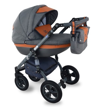 Детская коляска Dwarf I-XEO 3в1 лён+кожа+объём