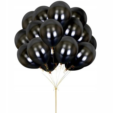 Balony czarne metaliczne urodzinowe 12szt