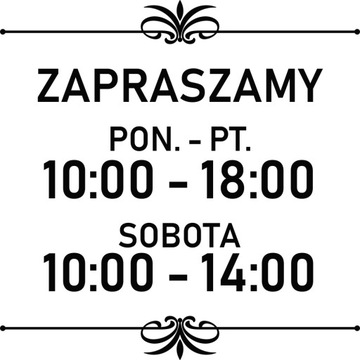 Naklejka czynne z godzinami otwarcia na sklep szybę drzwi 30 cm