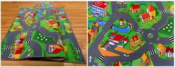 Игровой коврик городская улица + дорожные знаки, водонепроницаемый, разноцветный, 130х100см