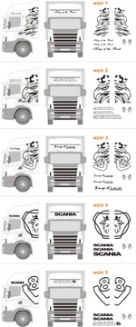 НАКЛЕЙКИ - SCANIA, МЕГА НАБОР НАКЛЕЙКОВ 7 шт.