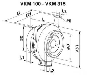 ВКМ 125 Вентилятор центробежный канальный