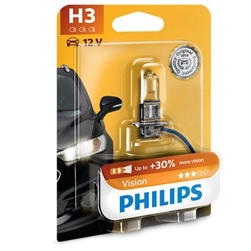 Лампа Philips H3 Vision + на 30 % больше света