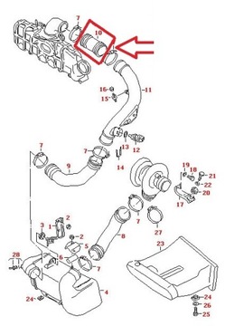 ШЛАНГ ИНТЕРКУЛЕРА VW GOLF 3 1.9 TDI 028145838