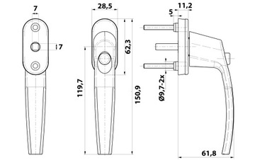 Дверная ручка с кнопкой Victory Антрацит RAL 7016