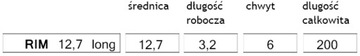 Фреза Напильник LONG RIM 12,7 3,2 M6 L200